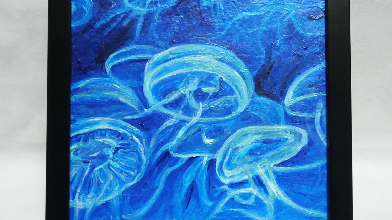 青いクラゲ】#油彩画 #芸術 #油絵 #絵 #アート #oilpainting #oil