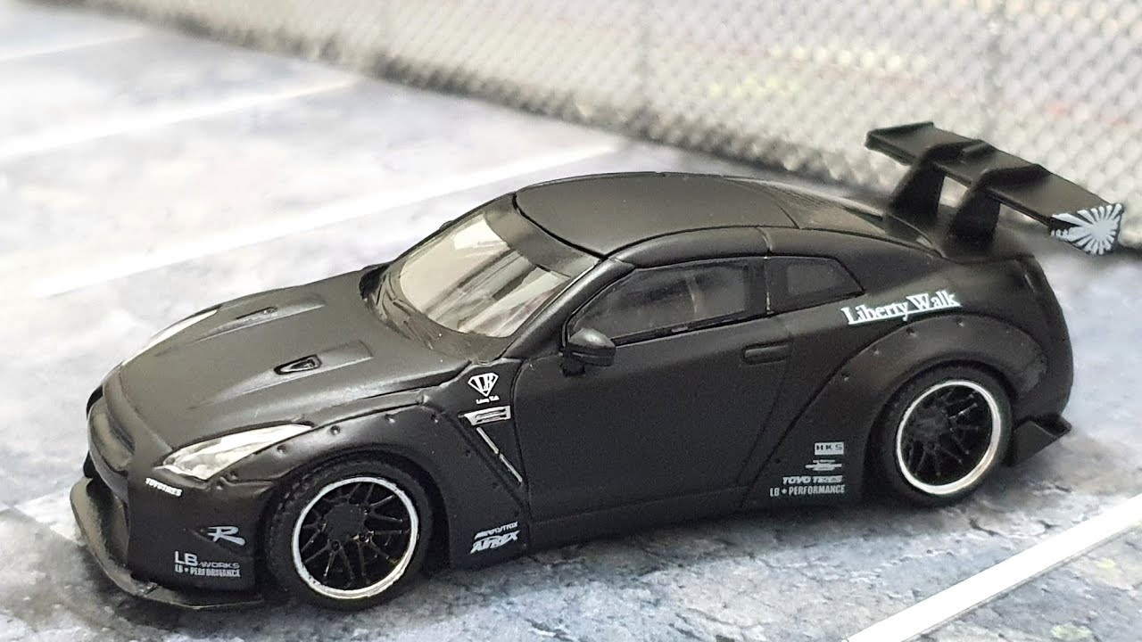 MINI GT LB-WORKS Nissan GT-R (R35) Matte Black Type 1, Rear Wing