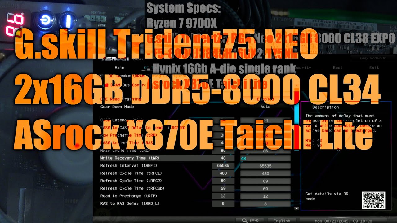 Asrock X870E Taichi Lite // G.skill TridentZ5 Neo // DDR5-8000