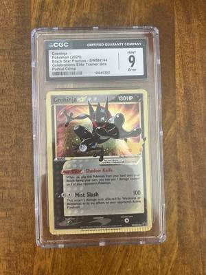 Error CGC 9 Greninja Gold Star Celebrations SWSH144 Partial Crimp