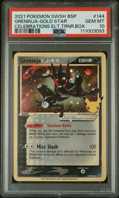 Pokemon PSA 10 Greninja Gold Star SWSH144 Celebrations Promo Toe