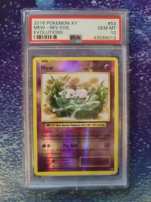 2016 Pokemon XY Evolutions Mew Reverse Holo 53/108 PSA 10 Gem Mint