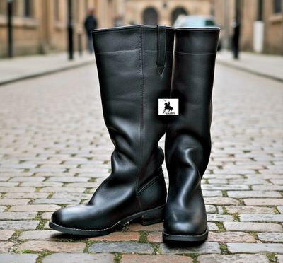 Civil War Stove Pipe Boot,Handmade upper to sole Genuine Black