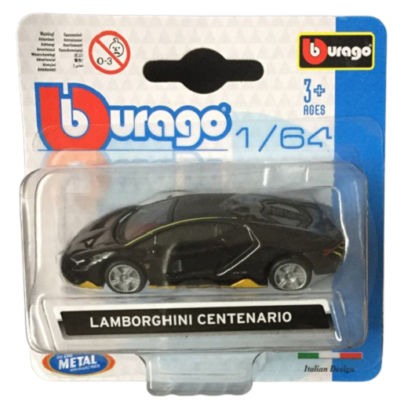Bburago Lamborghini Centenario Black 1:64 Scale 3 Inch Diecast Car