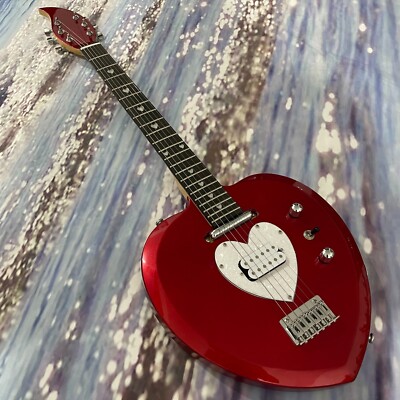Red Daisy Rock Heartbreaker Guitar Basswood Body Chrome Hardware 6