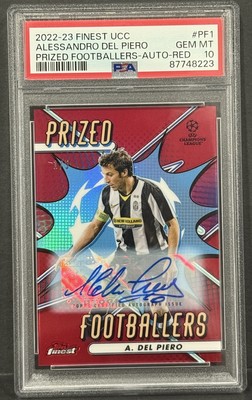 2022-23 Topps Finest UCL Prized Footballers Del Piero Auto Red #1