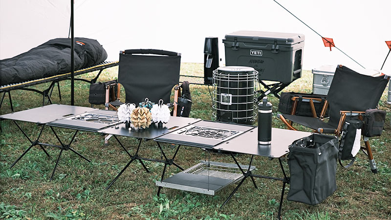 ヘリノックスのテーブルブリッジと天板単品のワークトップで連結！