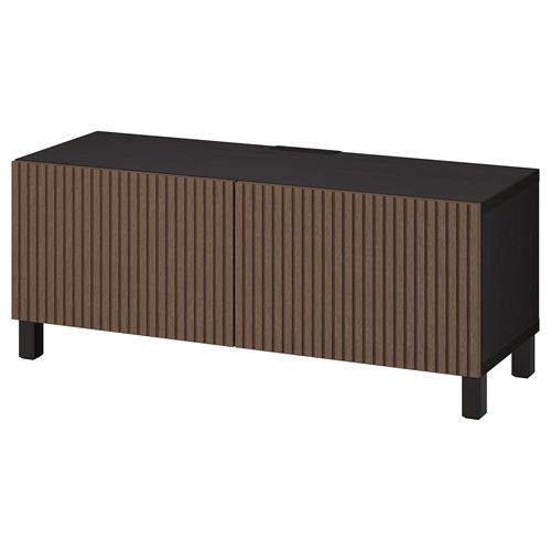 BESTA black-brown/brown oak veneer 120x42x48 cm tv bench