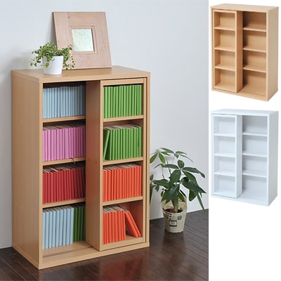 送料無料】 ディスプレイラック 6BOX スライド書棚 ロータイプ