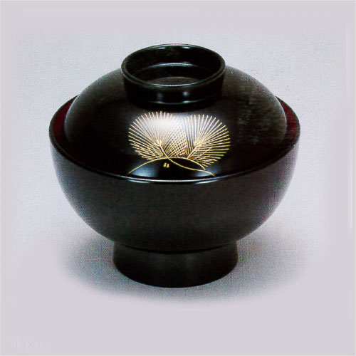 楽天市場】食洗機対応 フタ付き雑煮椀 黒内朱 若松沈金 雑煮椀 1入越前