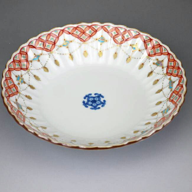 色絵瓔珞紋六寸鉢 昭阿弥 - 京焼清水焼 松韻堂