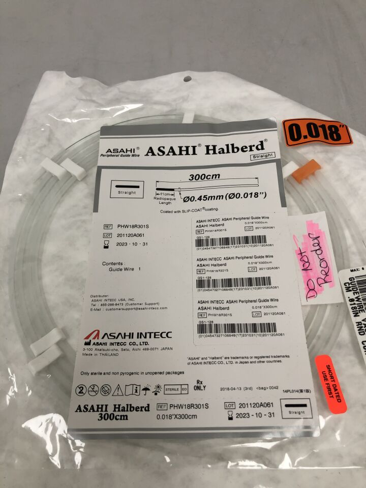 New ASAHI PHW18R301S Halberd Guide Wire, 0.018