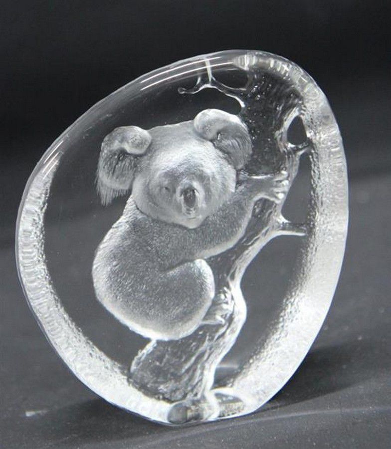 Mat Jonasson Crystal Koala Sculpture (1988) - Scandinavian - Named