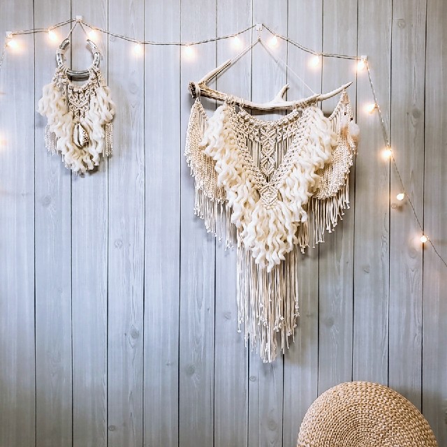 NO.69 ホワホワ毛糸の鹿の角マクラメタペストリーの通販 by macrame