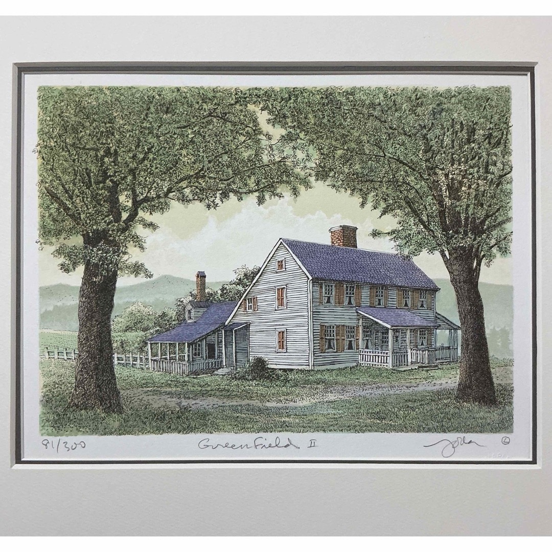 織田義郎 草原の家 Green Field Ⅱ アメリカ 絵画 版画 リトグラフ