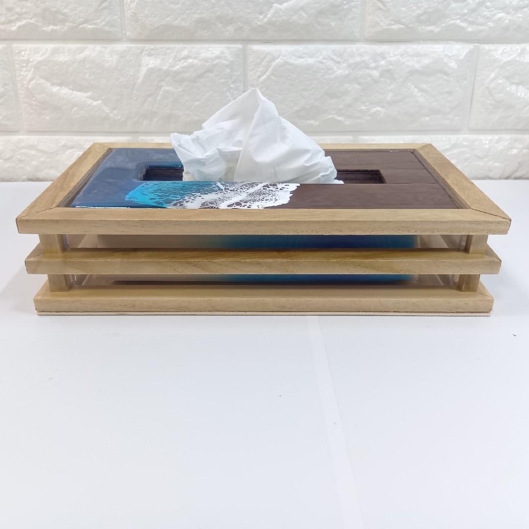 1203】オーシャンアート ティッシュケース レジンアート インテリア 雑貨