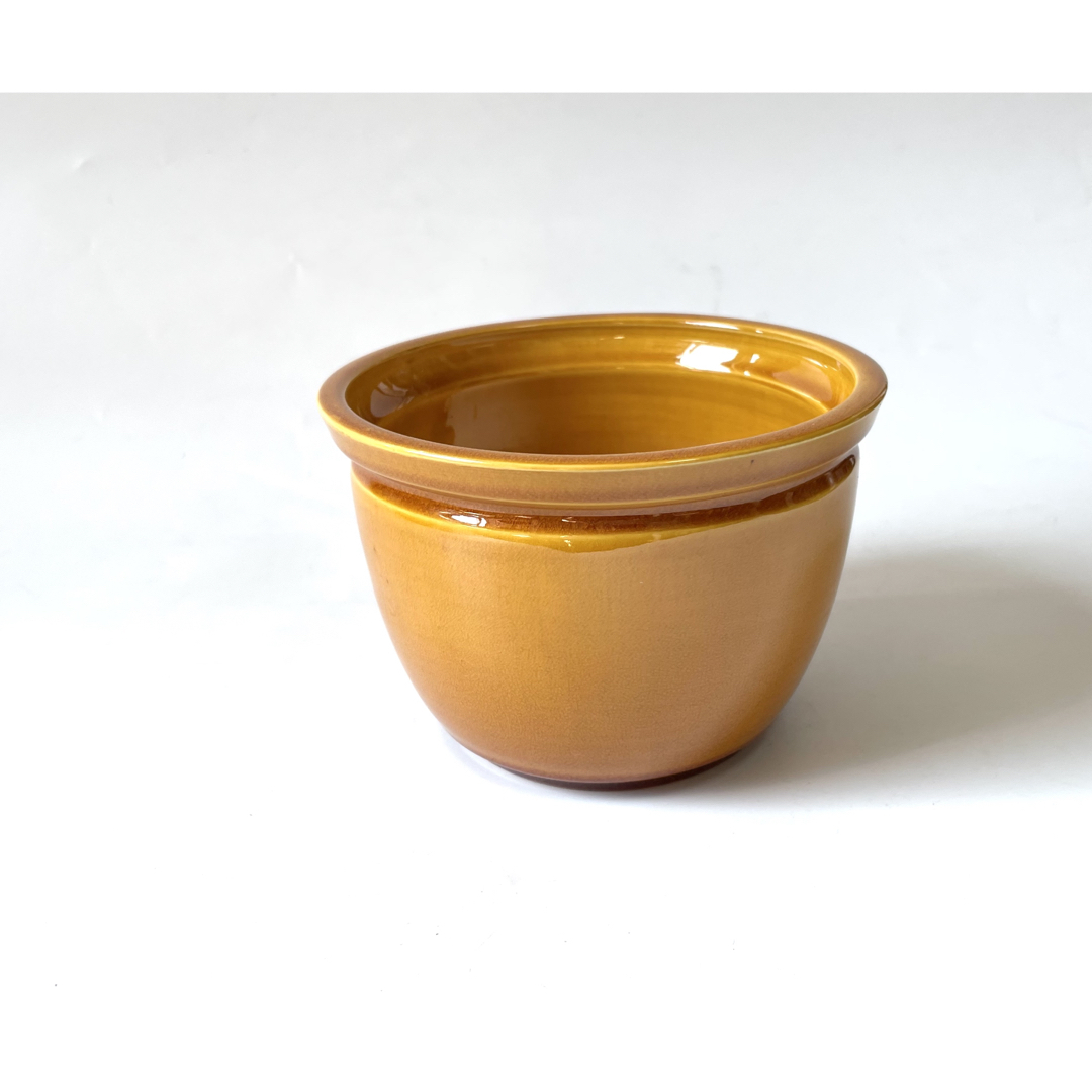 骨董 珉平焼 民平焼 黄釉 植木鉢 ポットカバー 鉢 穴なし 盆栽の通販