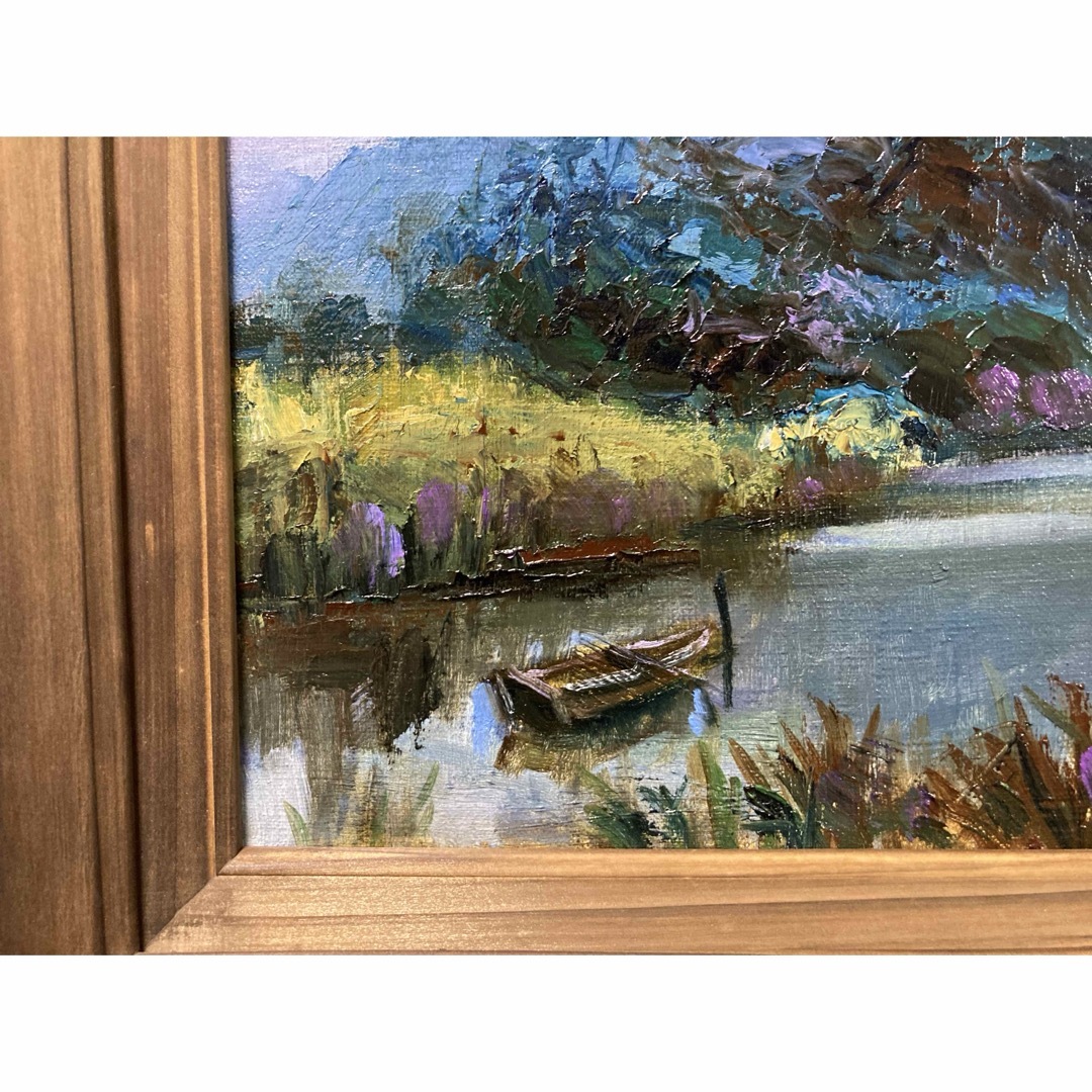 油彩 油絵 【杉山青樹路 】 「横浜本牧 三溪園」 「美術年鑑」掲載作家