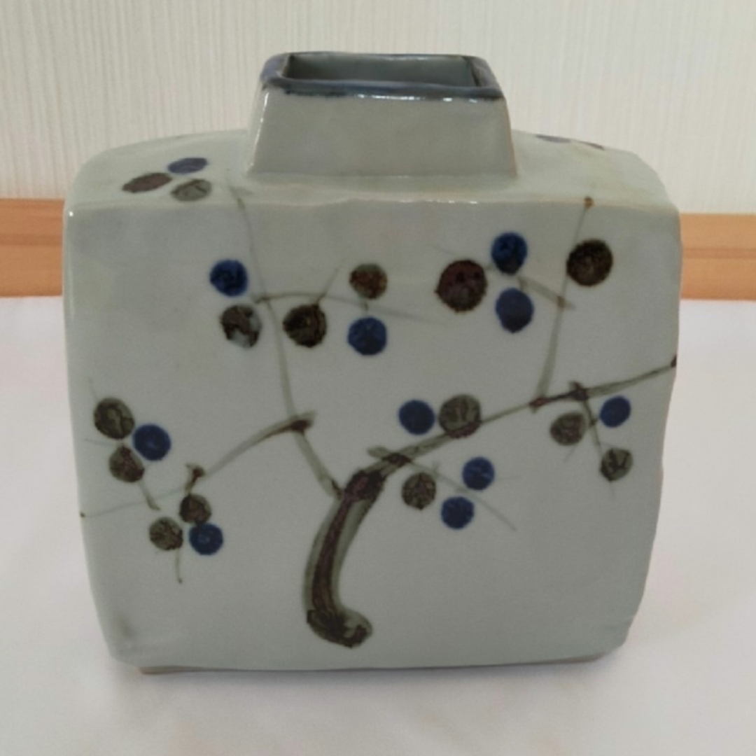 人間国宝 加藤卓男 美濃焼 平扁壺 高さ17cm 桐箱、由緒書付き