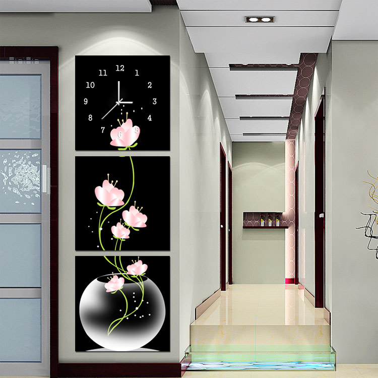 壁掛け時計 壁絵画時計 静音時計 キャンバス時計 壁飾り オシャレ 3枚