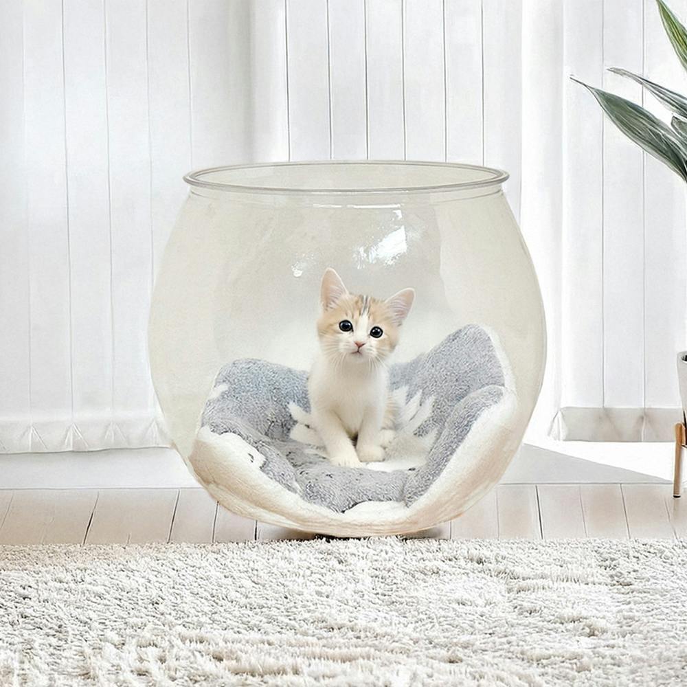 猫金魚鉢 猫ベッド クリア 27×27×28 CAT-NEKOFISHBOWL 猫玩具