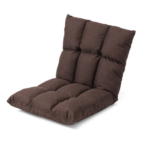 コンパクト座椅子 ファブリック生地 6段階リクライニング ブラウン 150