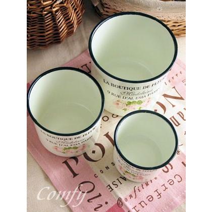 ホーロー雑貨 ホーロー オールドローズ キャニスター 3点セット琺瑯