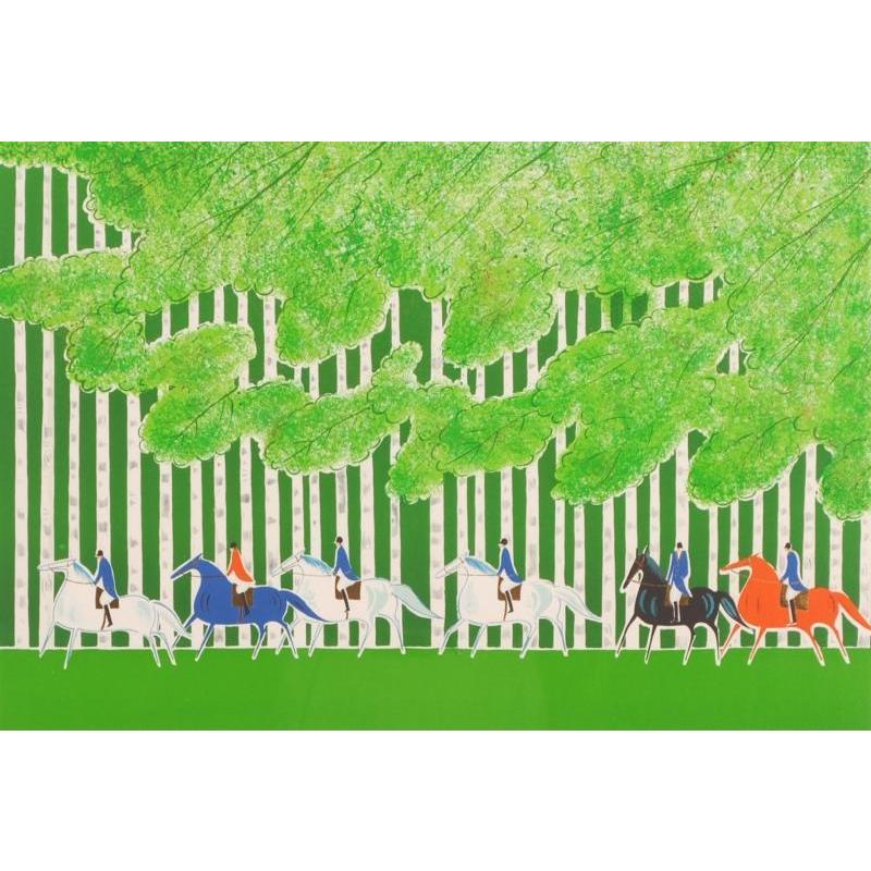 セルジュ・ラシス 隊列 馬 絵画 風景画 版画 リトグラフ インテリア