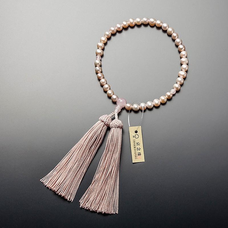 ゲキヤス仏壇店 数珠 念珠 女性用 7ミリ玉 「淡水真珠 「ピンク」 紅