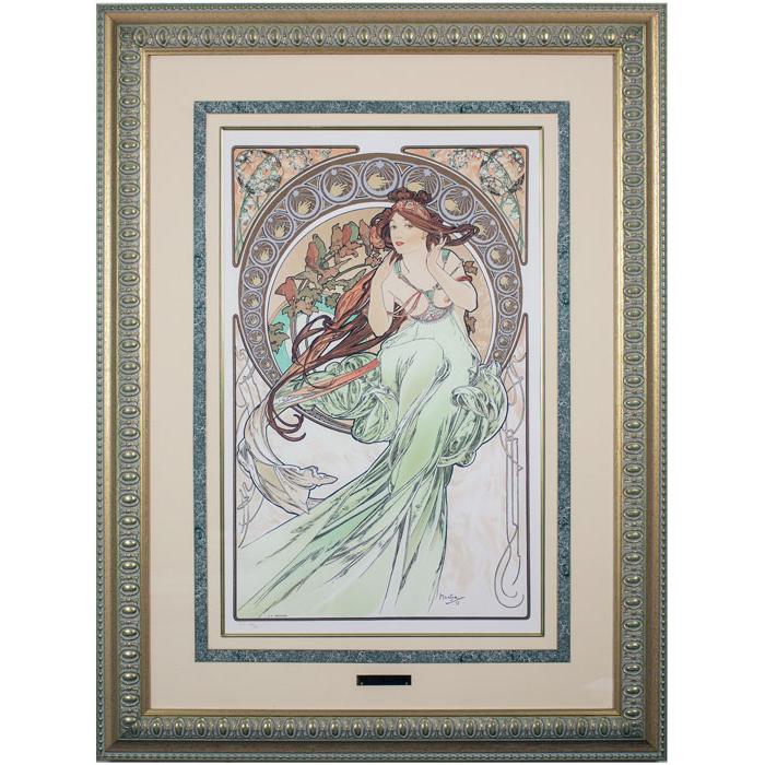 アルフォンス・ミュシャ 『音楽』(四芸術より) リトグラフ 絵画 人物