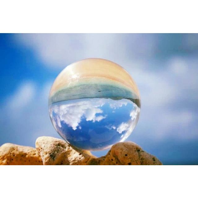 クリスタルボール 80mm クリスタル台座付き 撮影 無色透明 人工水晶玉