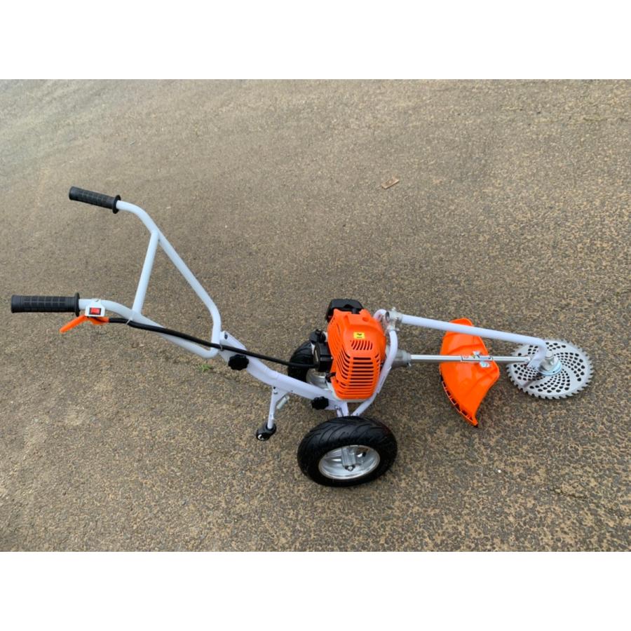 タイヤ付エンジン草刈機 手押し草刈り機 らくらく作業 最強52cc 新品 j