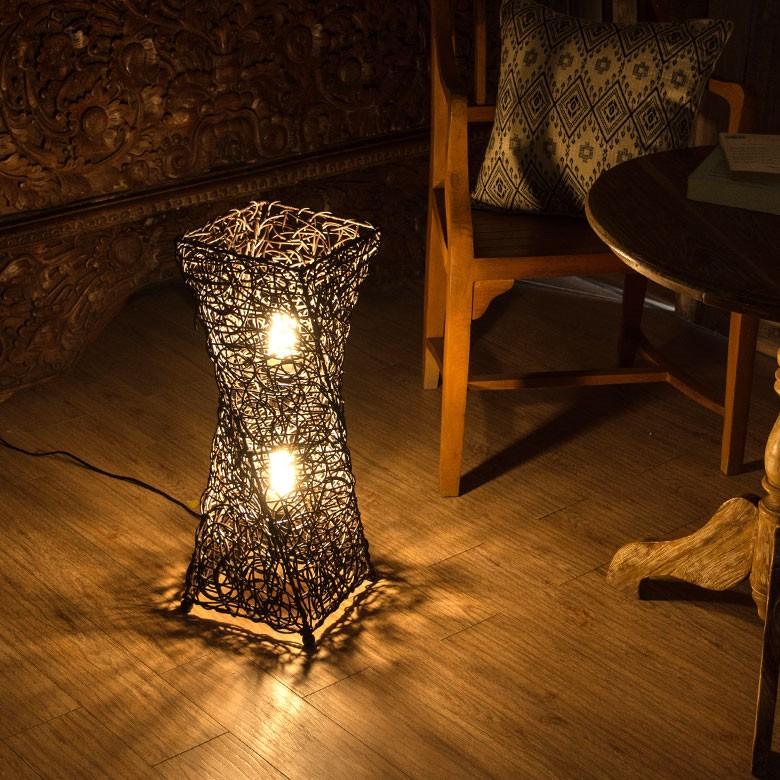 フロアライト 照明 スタンド ラタン製 籐 高さ約60cm アジアン バリ