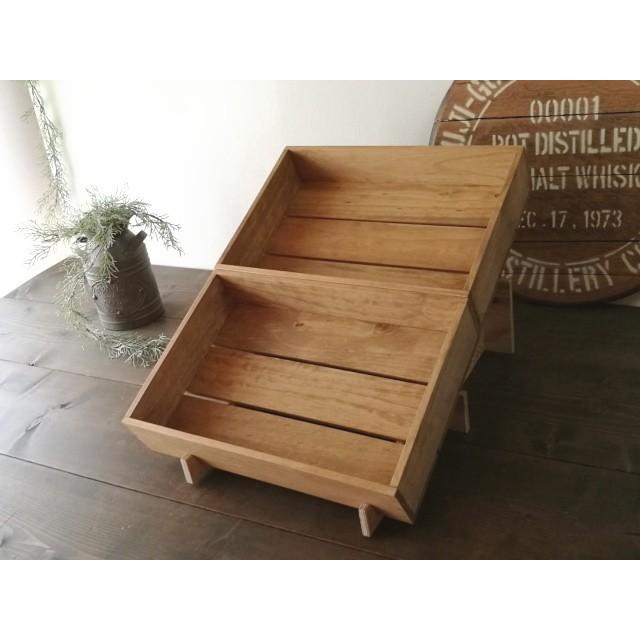 マルシェ傾斜台 レール幅可変式（傾斜台1台＆ディスプレイコンテナ木箱