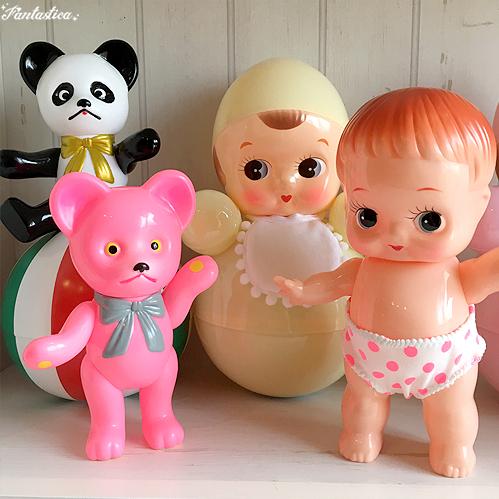 レトロドール 復刻版 クマちゃん ソフビ人形 ピンク : fantastica