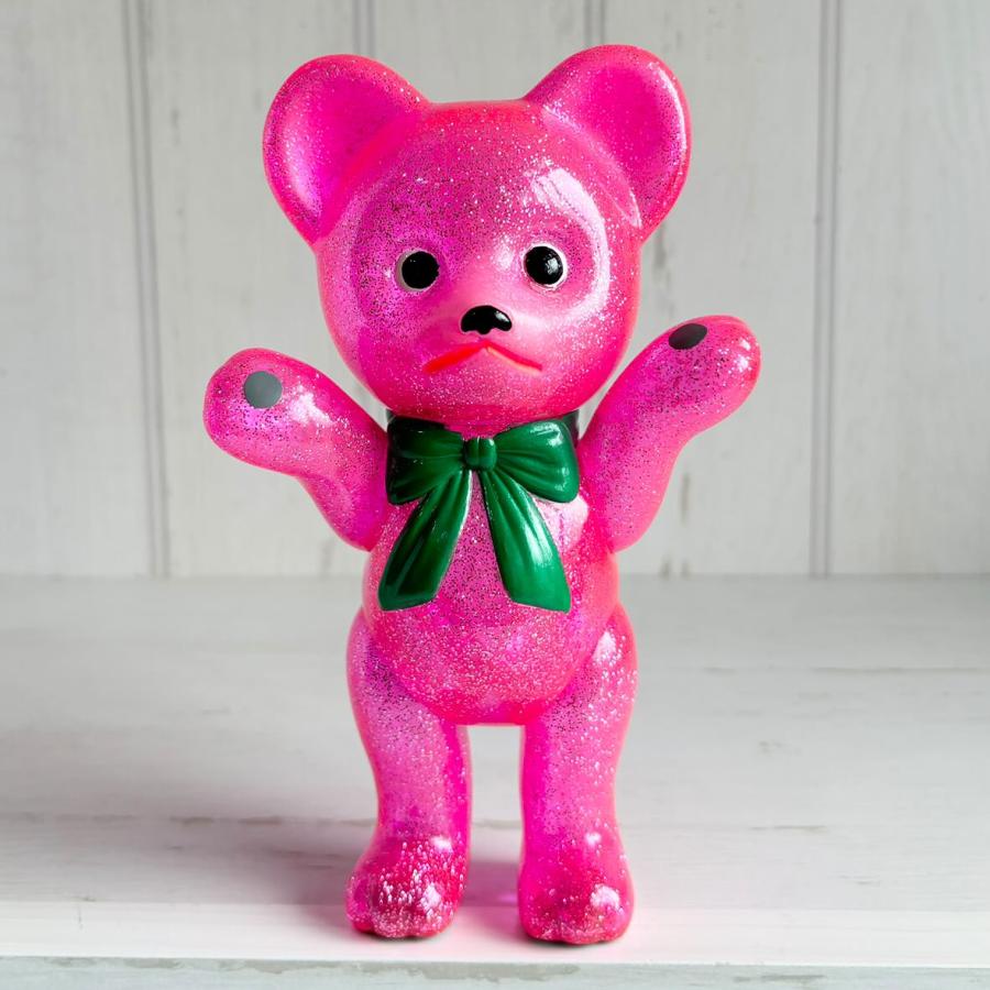 レトロドール 復刻版 クマちゃん ピンク・ラメ レトロ・ソフビ人形