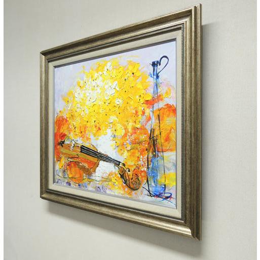 絵画 油絵 花とバイオリン (池田秀郎) 【肉筆】【油絵】【花】【静物