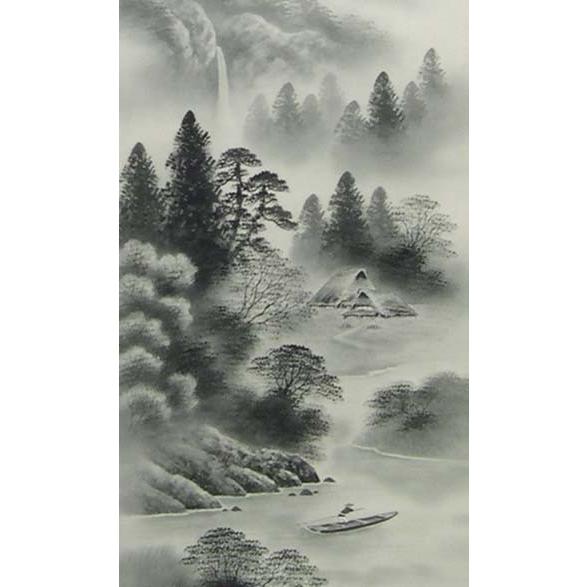 掛け軸 水墨山水 (三浦光陽) （掛軸小物なし) 【掛軸】 : 掛け軸・絵画