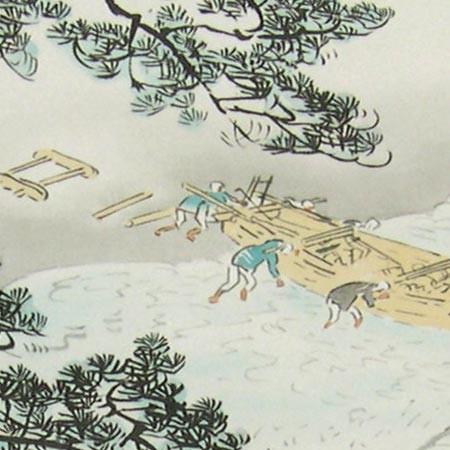 川合玉堂 掛け軸 潮の香 【掛軸】【一間床】【丈の短い掛軸】【趣味