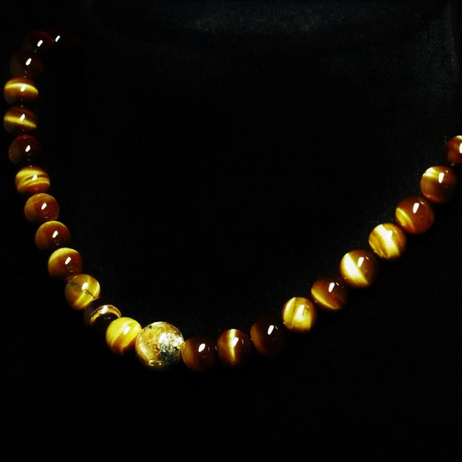 相性抜群の組み合わせ 太陽放射ルチル タイガーアイ 天然石 ネックレス