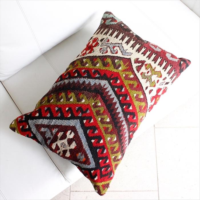 オールドキリムクッション 長方形ビッグピロー Turkish Old Kilim