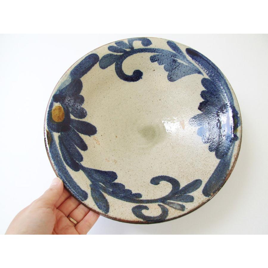 やちむん 民藝 読谷山焼 北窯 宮城正享 9寸皿 大皿 呉須唐草 上