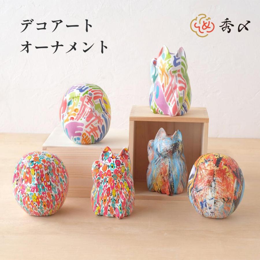 秀〆（HIDESHIME） 正月飾り ダルマ ネコ だるま 猫 鏡餅 置物 雑貨