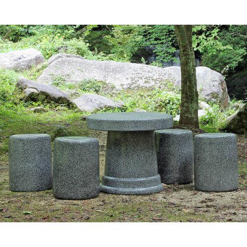 ポイント15倍]受注生産 信楽焼 ガーデンテーブル 5点 セット 班点石肌