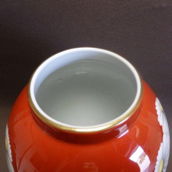 ノリタケ オールドノリタケ 日陶 朱地白菊花瓶 胴長 フラワーベース