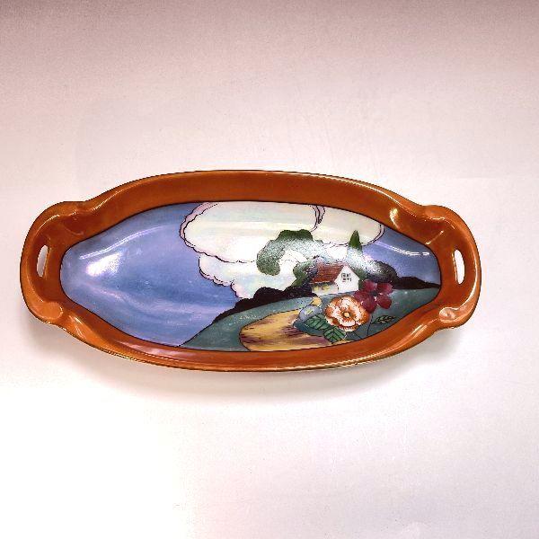 ノリタケ オールドノリタケ ラスター彩 風景紋 長皿 アールデコ