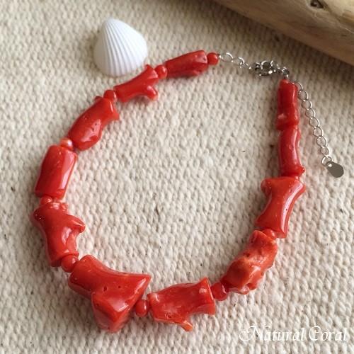 血赤珊瑚 ちあかさんご サンゴ ブレスレット 玉 枝大 A ナチュラル