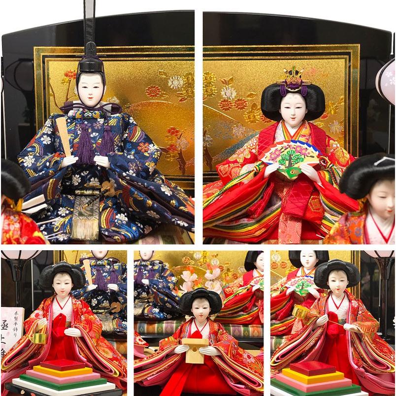 雛人形 ひな人形 五人平飾り コンパクト 雛 親王飾り : 恵月人形本舗