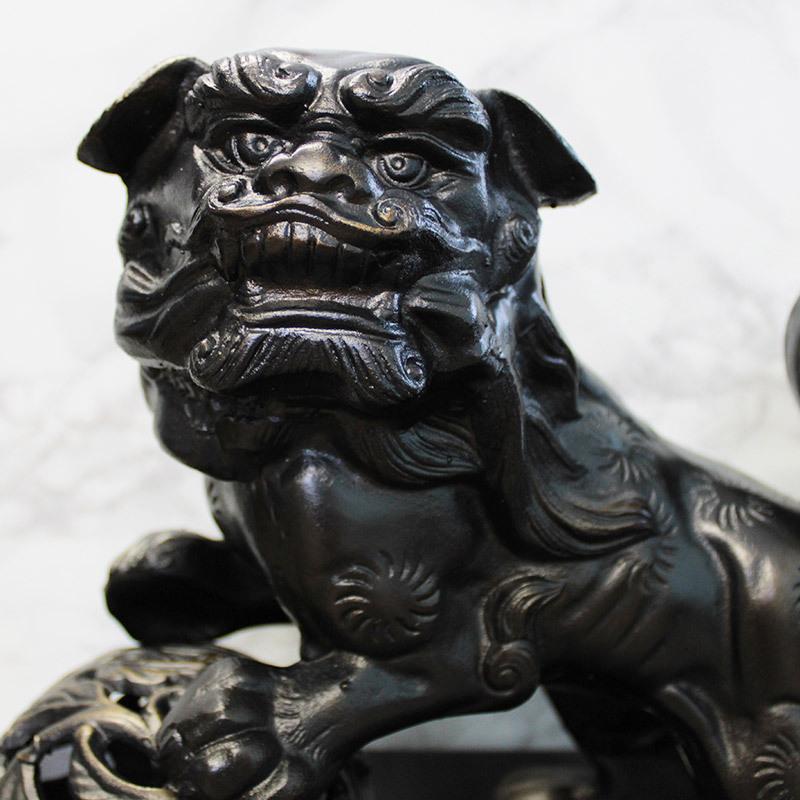 完売】玉獅子 置物 / 鉄製 和風置物 獅子 悪霊退散 縁起物 神社仏閣 魔