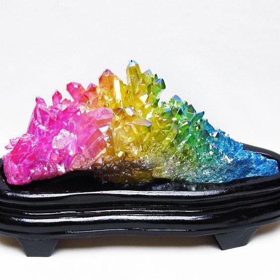 オーラ水晶 オーラクリスタル クラスター (レインボー) t802-6178 : 誠